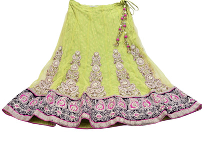Indian Heavy Party wear Green Net Hand Embroidered Lehenga/Skirt Designer By Anamika Khanna Bridal Wear Zardozi/ Dabka Bollywood skirt