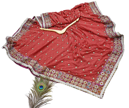 Indian Heavy Red & Rusty Pure Georgette Raw Silk/Net Hand Embroidered Lehenga 2pcs Set By Designer Nandita Thirani Bridal Wear