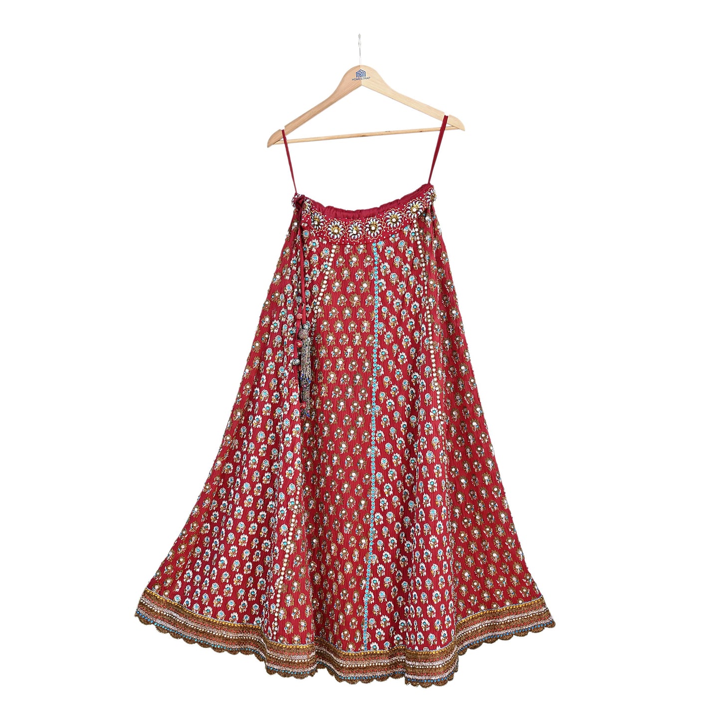 Indian Heavy Red & Rusty Pure Georgette Raw Silk/Net Hand Embroidered Lehenga 2pcs Set By Designer Nandita Thirani Bridal Wear