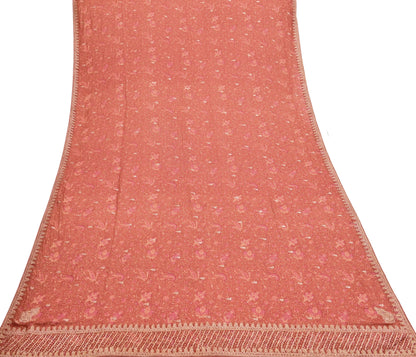 Indian Vintage Heavy Peach Dupatta Pure Silk Long Stole Hand Embroidered Designer By Ritu Kumar Scarves Scarf Zari Zardozi