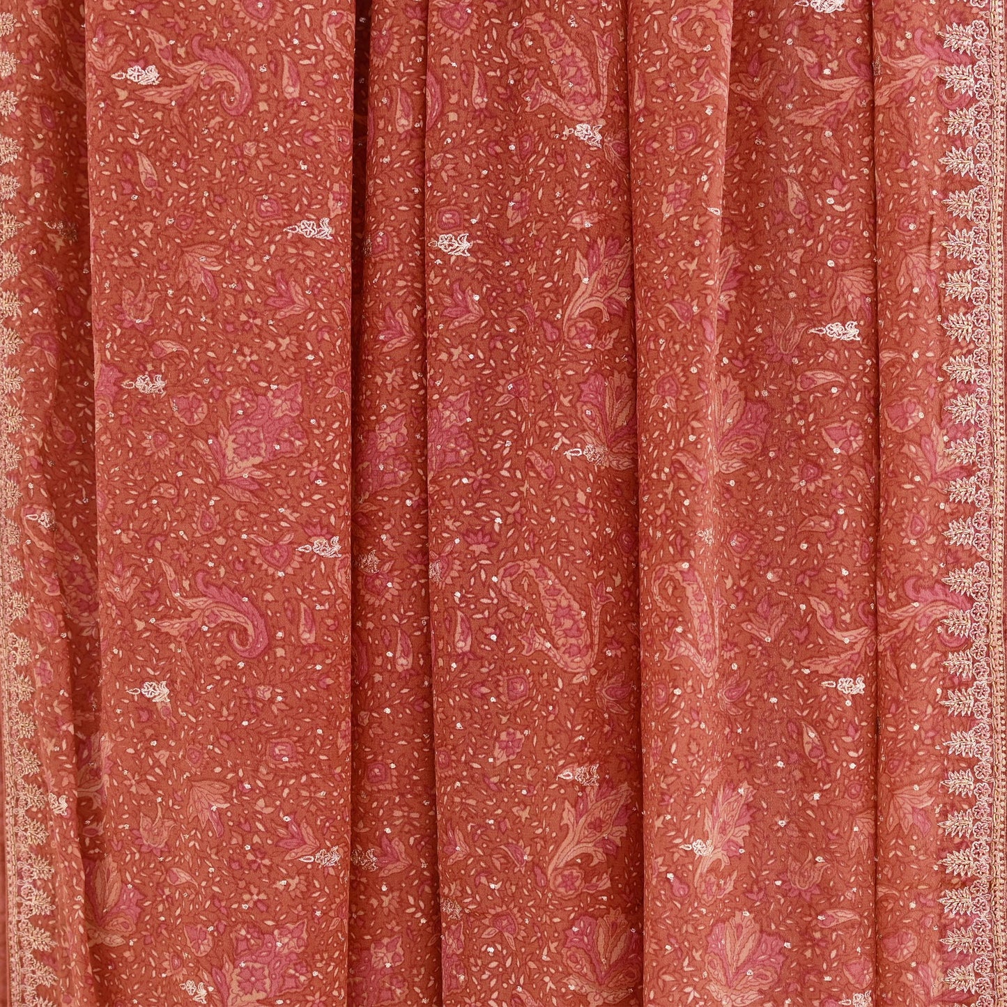 Indian Vintage Heavy Peach Dupatta Pure Silk Long Stole Hand Embroidered Designer By Ritu Kumar Scarves Scarf Zari Zardozi