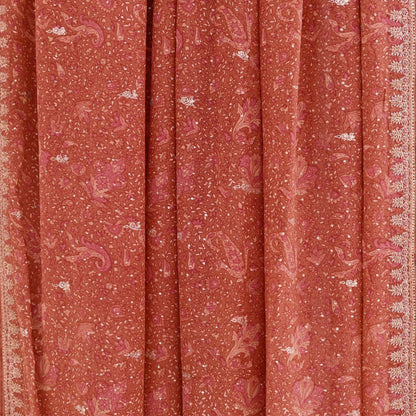 Indian Vintage Heavy Peach Dupatta Pure Silk Long Stole Hand Embroidered Designer By Ritu Kumar Scarves Scarf Zari Zardozi