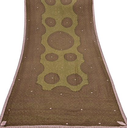Indian Vintage Heavy Green Dupatta Pure Silk Long Stole Hand Embroidered Designer By Ritu Kumar Scarves Scarf Zari Zardozi