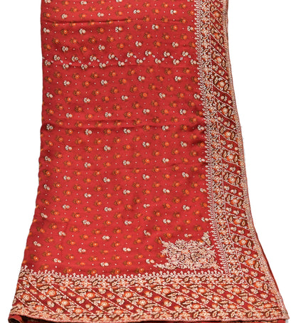 Indian Vintage Heavy Rusty Dupatta Pure Silk Long Stole Hand Embroidered Designer By Ritu Kumar Scarves Scarf Zari Zardozi