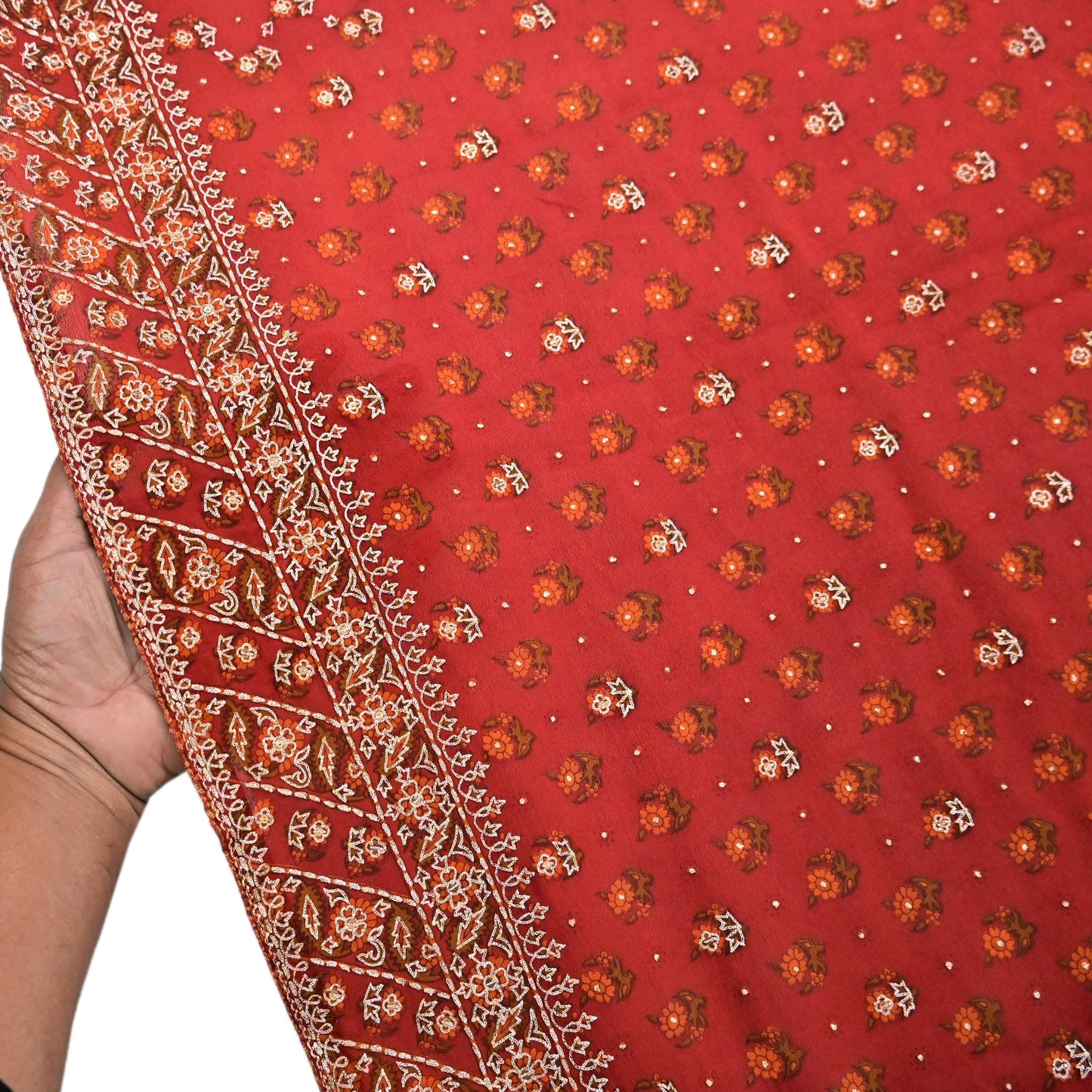Indian Vintage Heavy Rusty Dupatta Pure Silk Long Stole Hand Embroidered Designer By Ritu Kumar Scarves Scarf Zari Zardozi