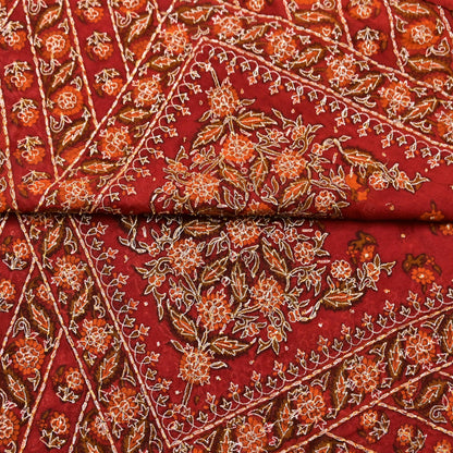 Indian Vintage Heavy Rusty Dupatta Pure Silk Long Stole Hand Embroidered Designer By Ritu Kumar Scarves Scarf Zari Zardozi