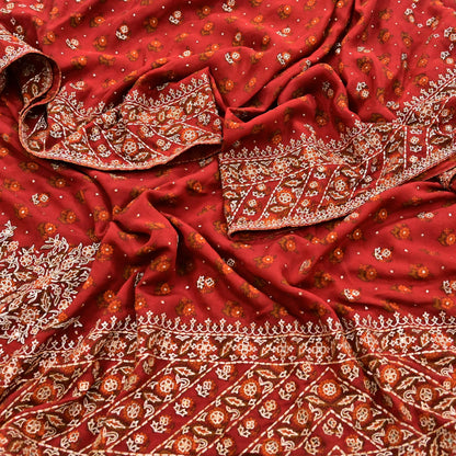 Indian Vintage Heavy Rusty Dupatta Pure Silk Long Stole Hand Embroidered Designer By Ritu Kumar Scarves Scarf Zari Zardozi