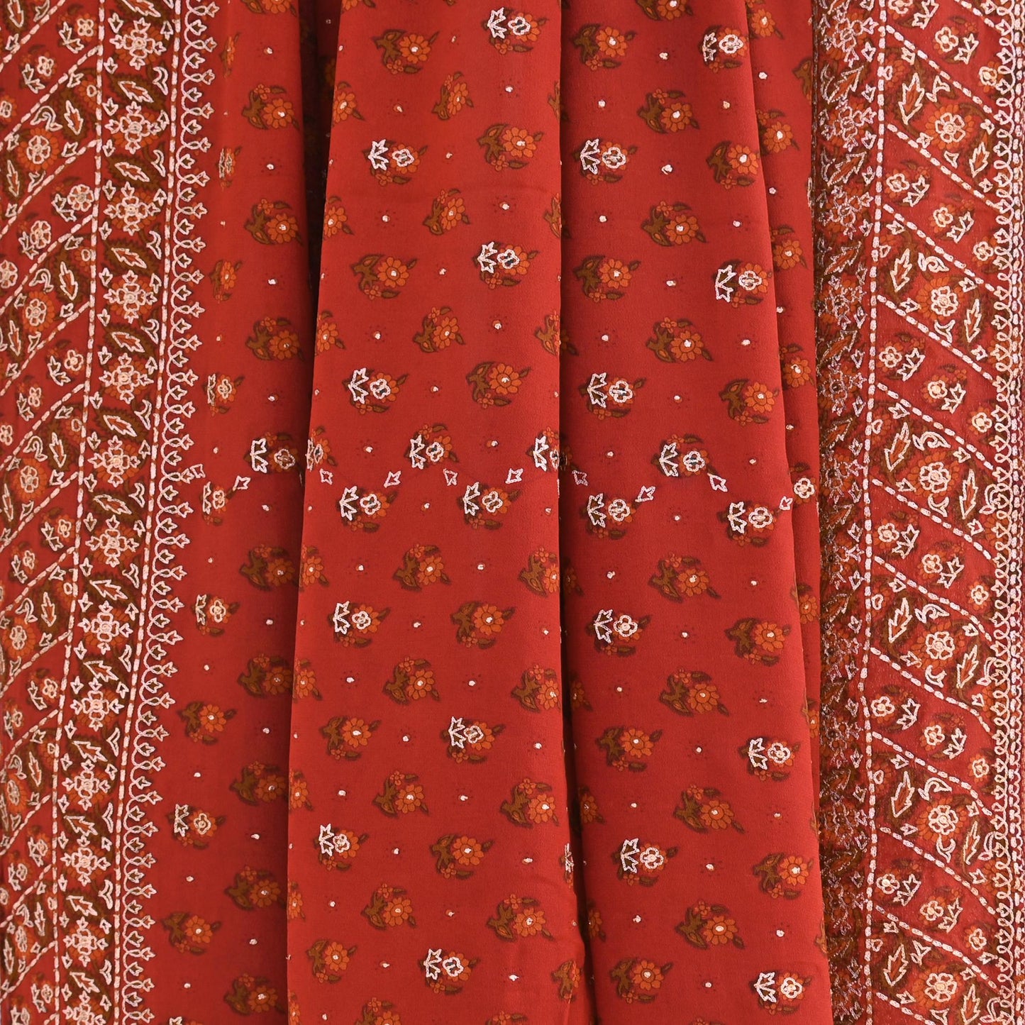 Indian Vintage Heavy Rusty Dupatta Pure Silk Long Stole Hand Embroidered Designer By Ritu Kumar Scarves Scarf Zari Zardozi