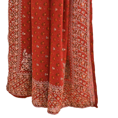 Indian Vintage Heavy Rusty Dupatta Pure Silk Long Stole Hand Embroidered Designer By Ritu Kumar Scarves Scarf Zari Zardozi
