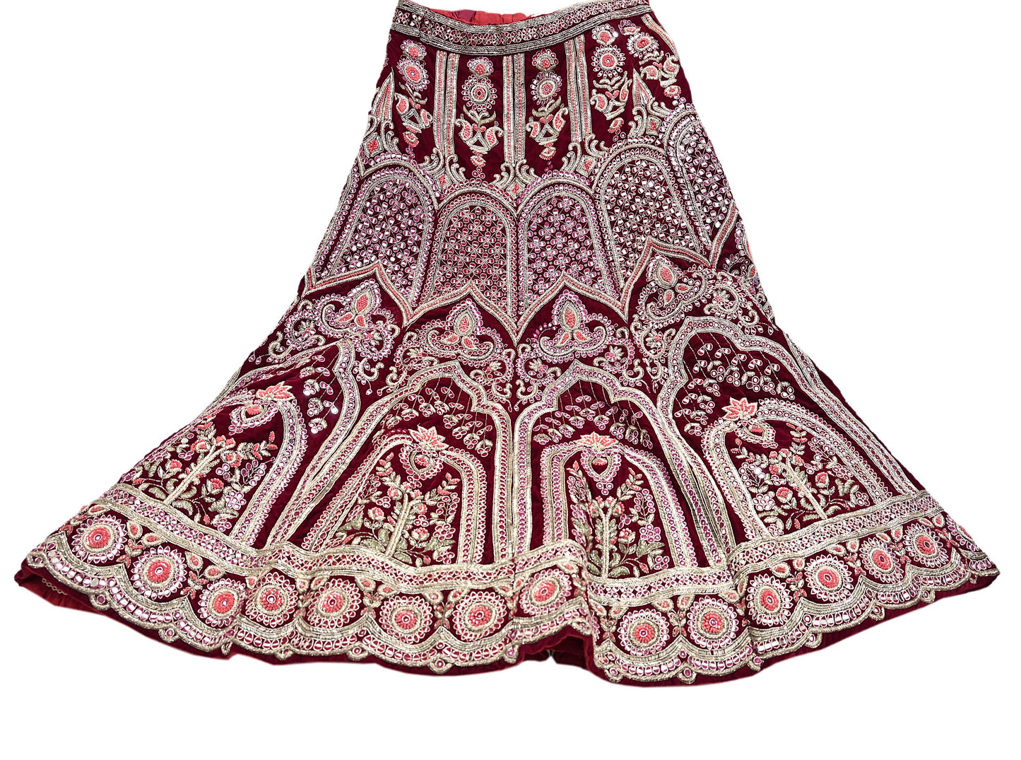 Manish Malhotra Maroon Velvet Lehenga Skirt Heavy Zardozi Dabka Embroidery Indian Bridal Wear, Designer Couture Wedding Outfit