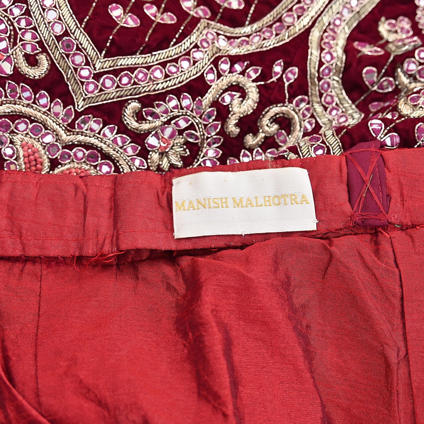 Manish Malhotra Maroon Velvet Lehenga Skirt Heavy Zardozi Dabka Embroidery Indian Bridal Wear, Designer Couture Wedding Outfit