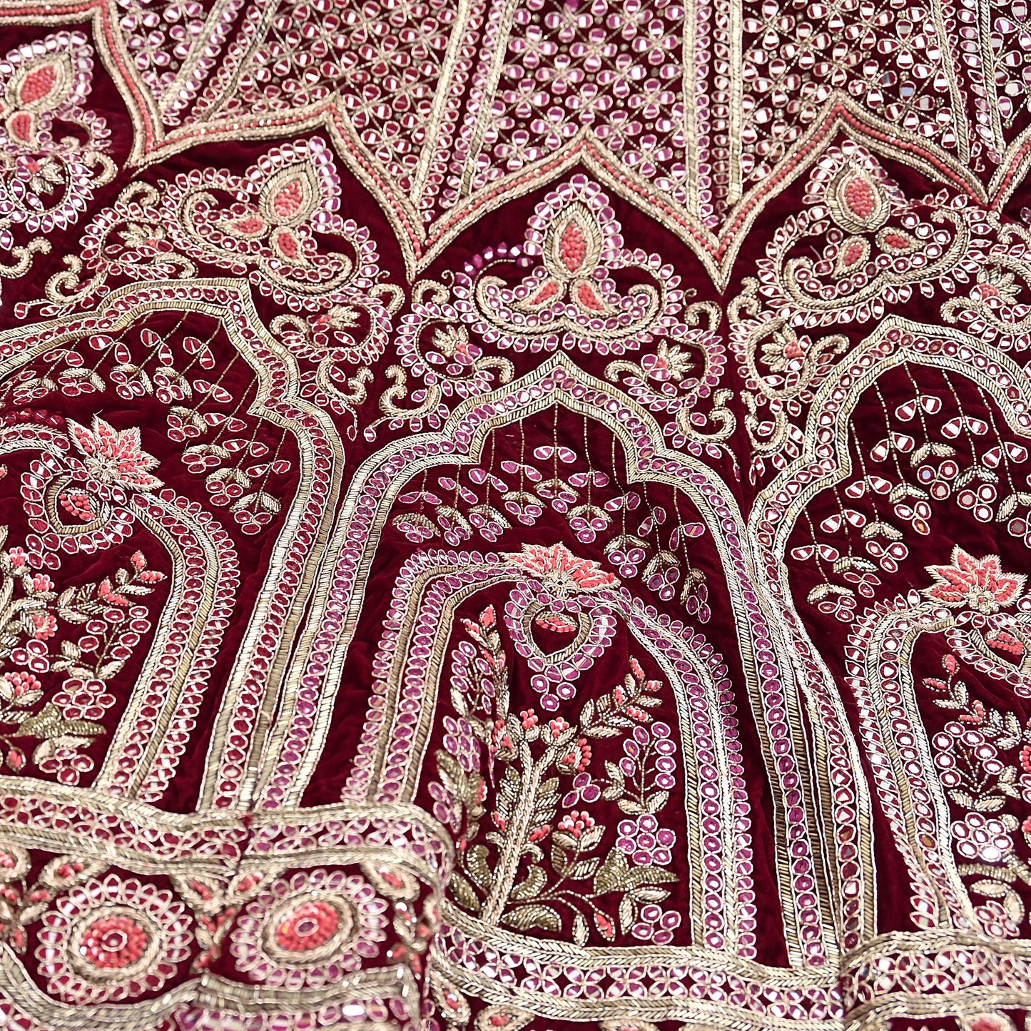 Manish Malhotra Maroon Velvet Lehenga Skirt Heavy Zardozi Dabka Embroidery Indian Bridal Wear, Designer Couture Wedding Outfit