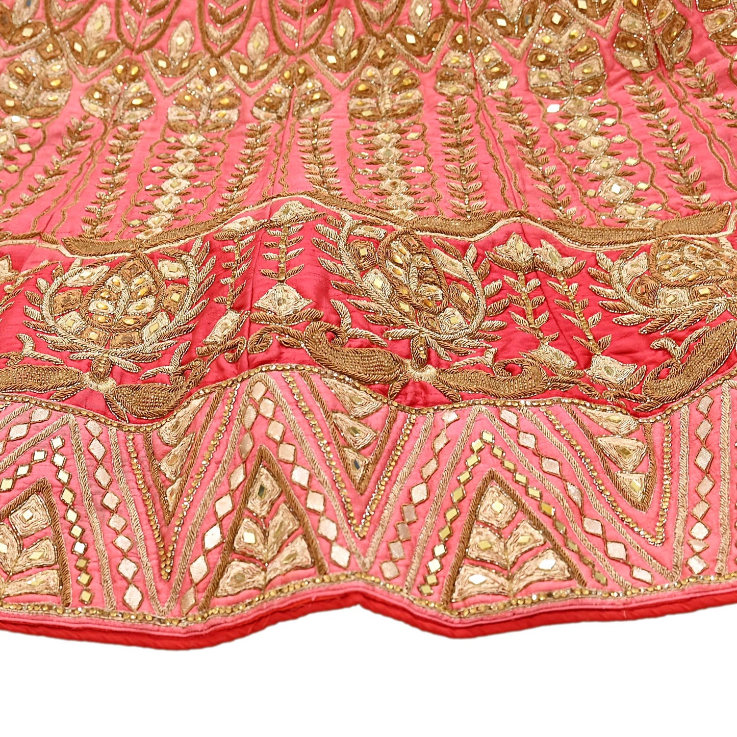 Indian Heavy Wedding Pink & Peach Raw Silk Hand Embroidered Lehenga/Skirt Designer By Manish Malhotra Bridal Wear Zardozi/ Dabka