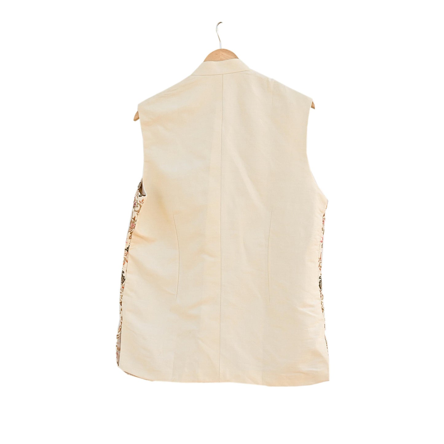 Indian Pre-owned Raw silk Hand Embroidered Mens Floral Brocade Nehru Jacket / Ethnic Waistcoat