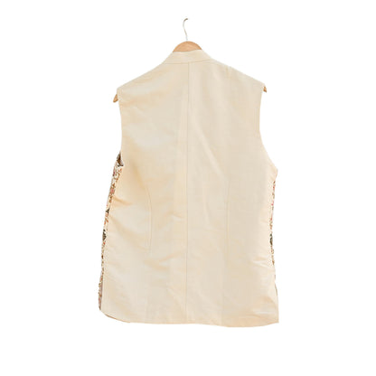 Indian Pre-owned Raw silk Hand Embroidered Mens Floral Brocade Nehru Jacket / Ethnic Waistcoat