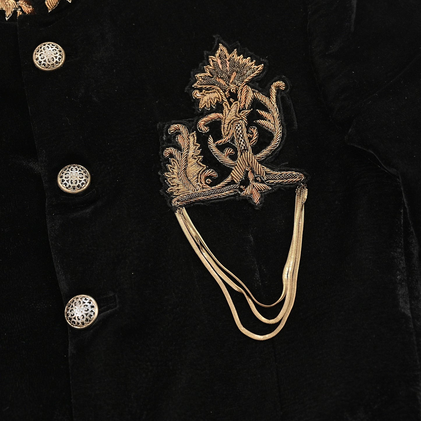 Indian Black Velvet Bandhgala Coat for Men, Royal Embroidered Wedding Sherwani Jacket, Designer Evening Blazer Pre-Owned