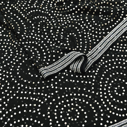 Indian Vintage Heavy Black Dupatta Pure Georgette silk Long Stole Hand Embroidered Mukesh Stole Scarf Scarves Veil
