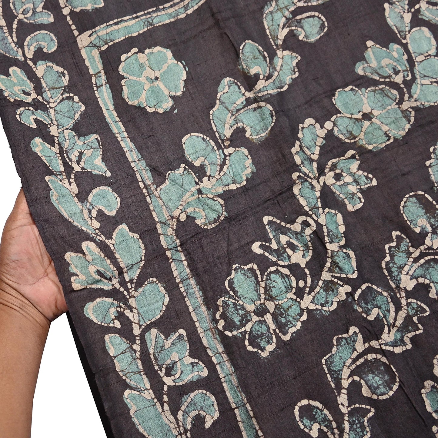 Vintage Brown & Green Pure Khadi Silk Saree 5Yd Handloom batik Indian Sari Soft Fabric Sustainable Craft Textile Boho Dressmaking Material