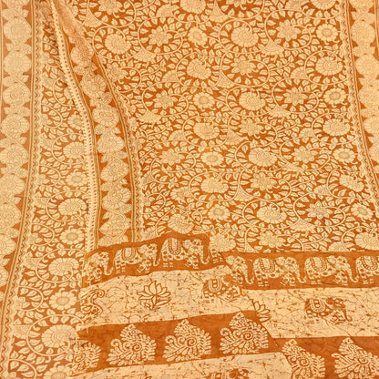 Indian Vintage Sari Batik Printed Pure Cotton Saree Craft Fabric 5Yd Sewing Soft Sarong Wrap Boho Dress Making Quilting