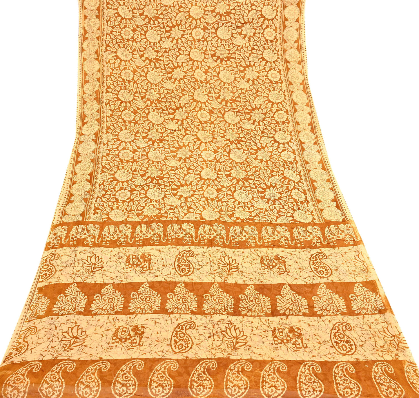 Indian Vintage Sari Batik Printed Pure Cotton Saree Craft Fabric 5Yd Sewing Soft Sarong Wrap Boho Dress Making Quilting
