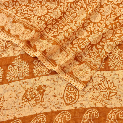 Indian Vintage Sari Batik Printed Pure Cotton Saree Craft Fabric 5Yd Sewing Soft Sarong Wrap Boho Dress Making Quilting