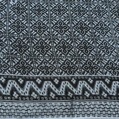 Indian Vintage Black & Gray Saree Printed Pure Cotton Indian Sari Craft Fabric 5Yd Sewing Soft Sarong Wrap Boho Floral Quilting Crafting