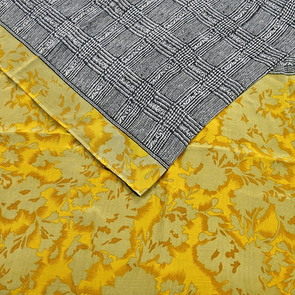 Indian Vintage Gray & Black Saree Pure Crepe Silk Printed Sari Craft Fabric 5yd Sewing Soft Wrap Dress making Crafting Quilting