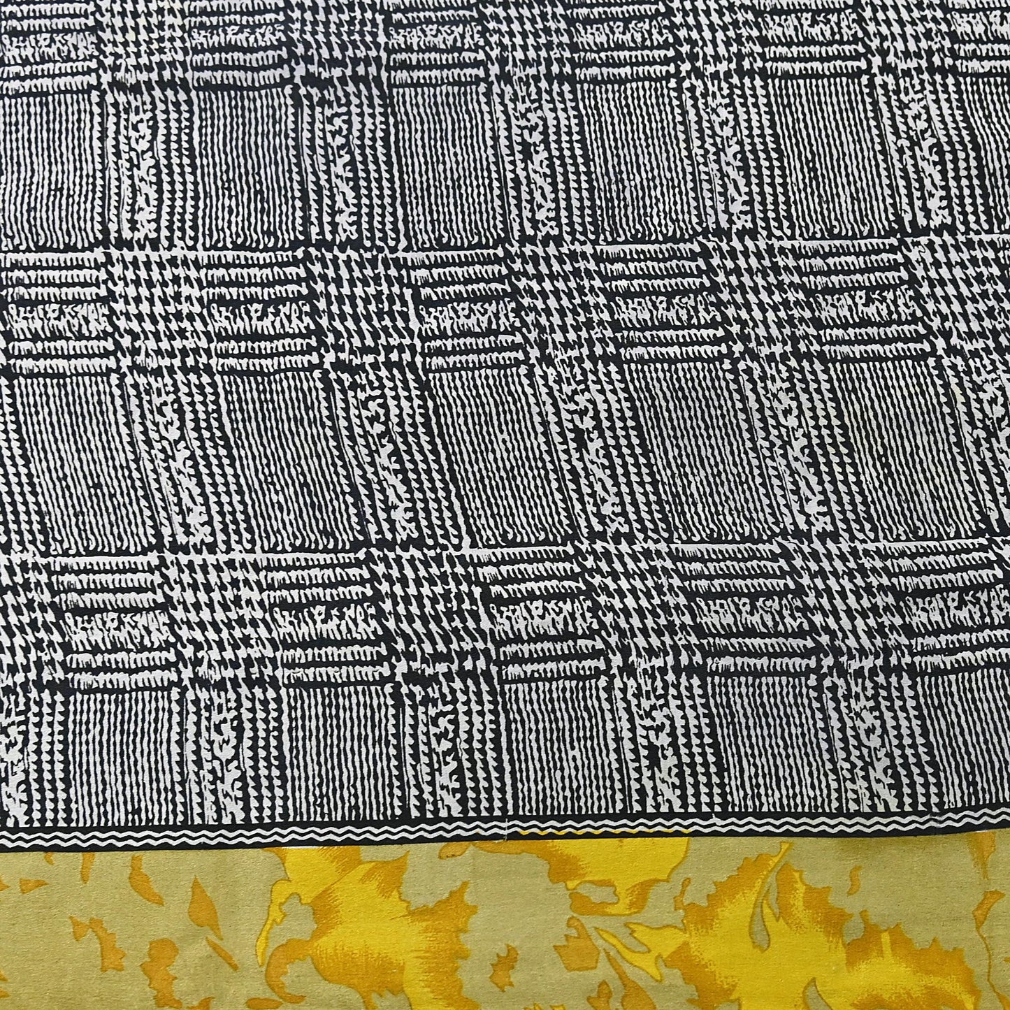 Indian Vintage Gray & Black Saree Pure Crepe Silk Printed Sari Craft Fabric 5yd Sewing Soft Wrap Dress making Crafting Quilting