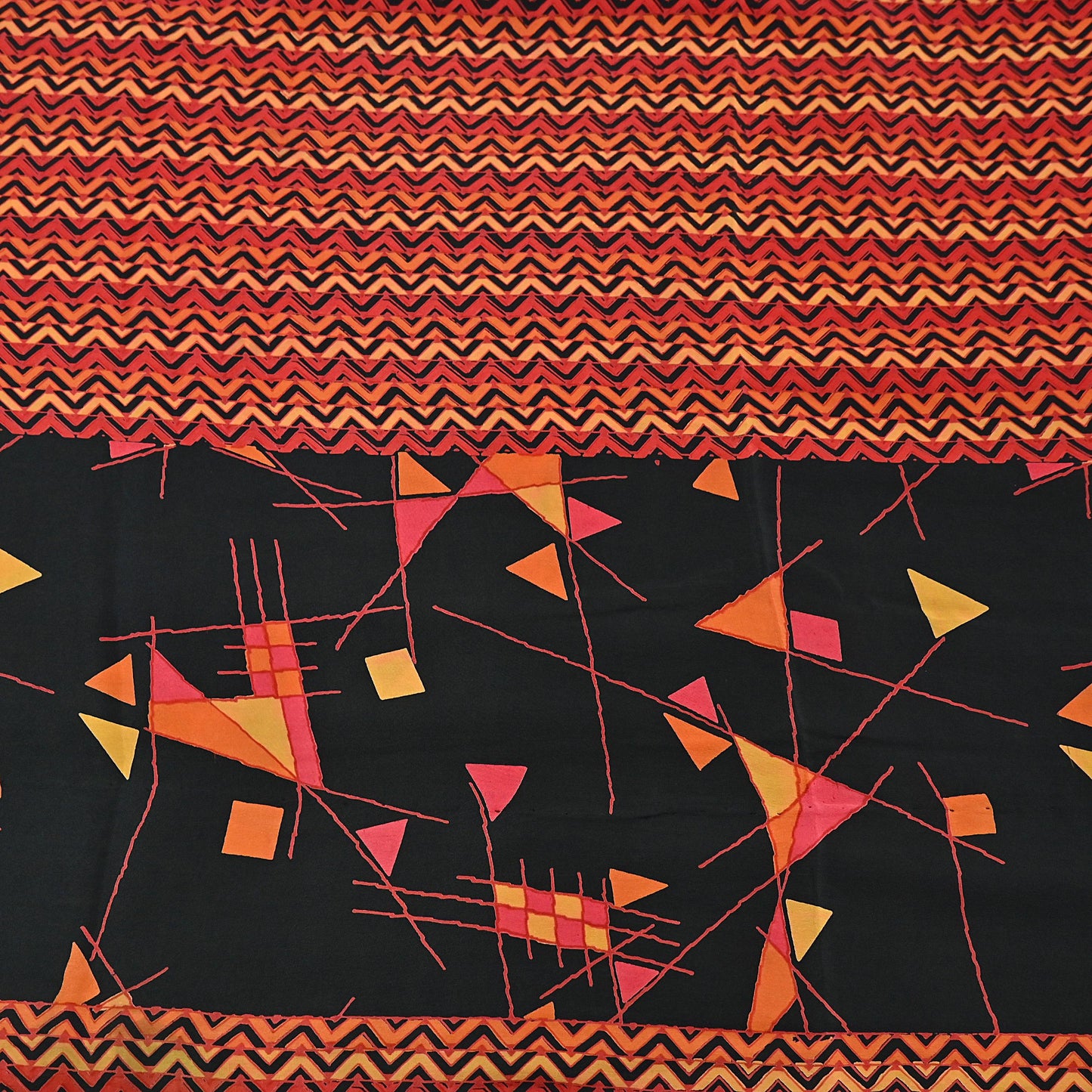 Indian Vintage Sari Black & Red Pure Crepe Silk Block Printed Sarees 5yd Sewing Floral Soft Craft Fabric Wrap Dress making Crafting Quilting