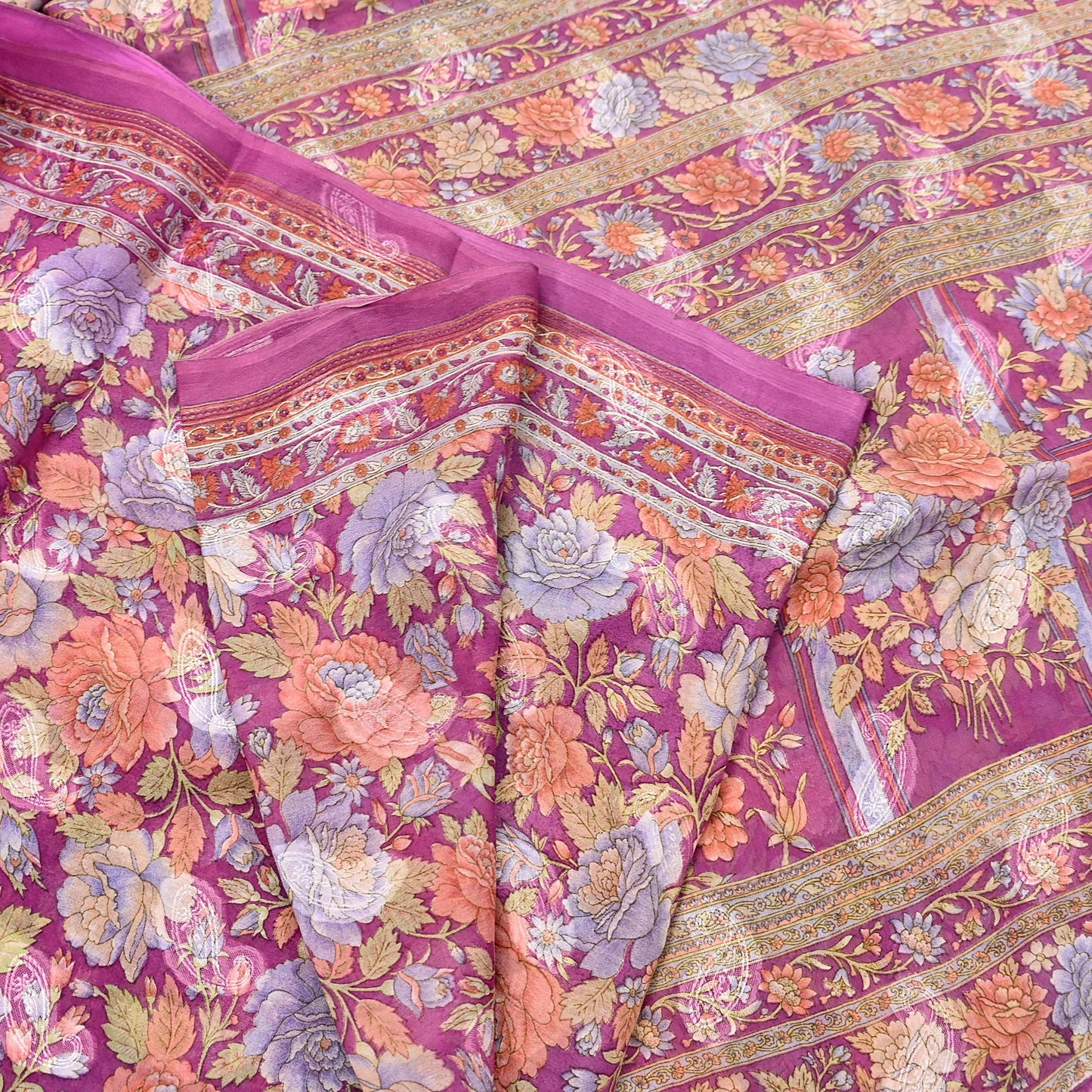 Indian Vintage Sari Pink 100% Pure Silk Printed Saree Craft Fabric 6yd Sewing Dress Making Soft Wrap Quilting Crafting Upcycle