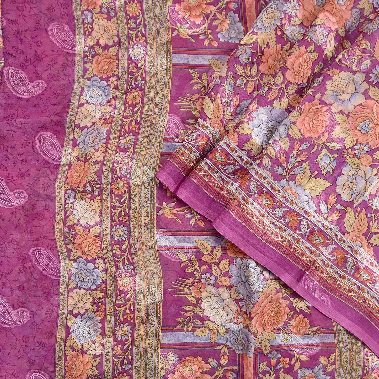 Indian Vintage Sari Pink 100% Pure Silk Printed Saree Craft Fabric 6yd Sewing Dress Making Soft Wrap Quilting Crafting Upcycle