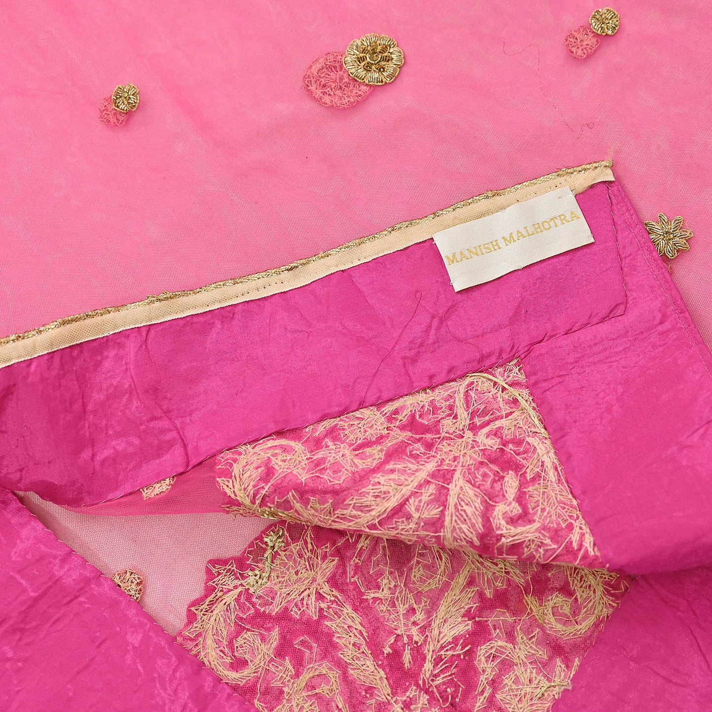 Indian Vintage Heavy Wedding pink Net/Mesh/ Velvet Hand Embroidered Dupatta Designer By Manish Malhotra Bridal Wear Zardozi Veil Hijab
