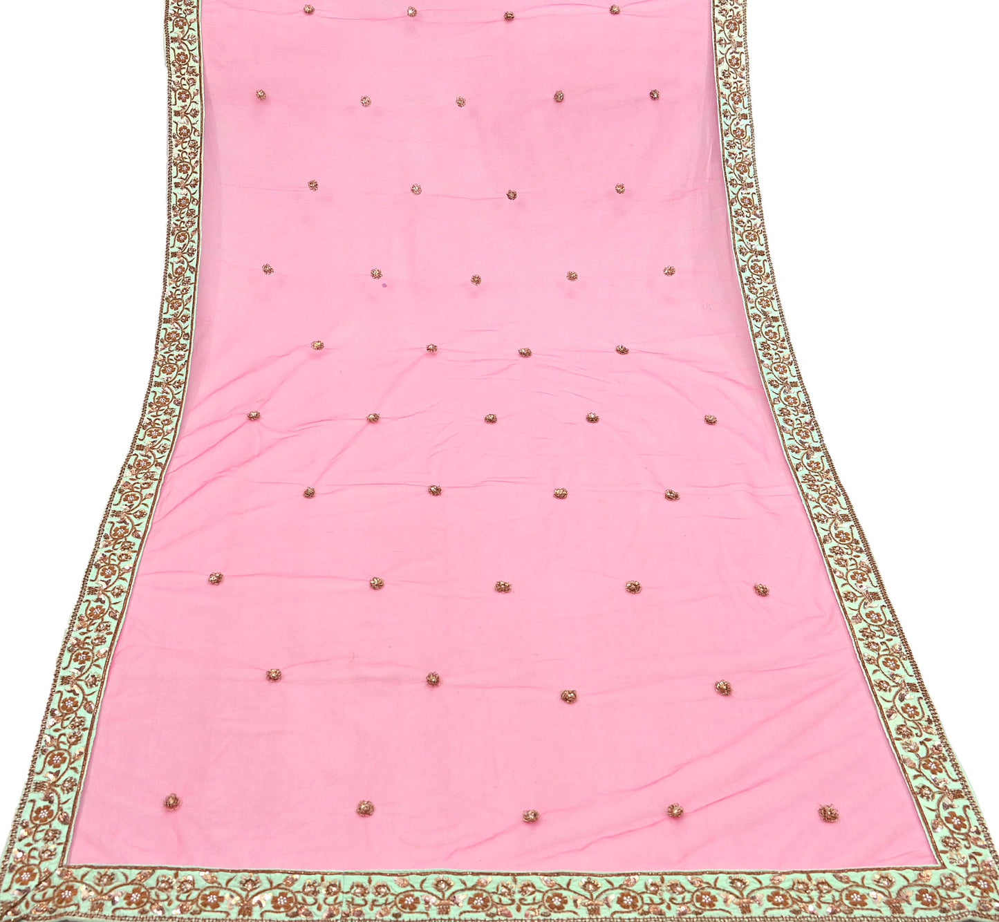 Indian Heavy Wedding Dupatta Pink Net Long Stole Hand Embroidered By Designer Sabyasachi Scarves Zardozi Bridal Veil