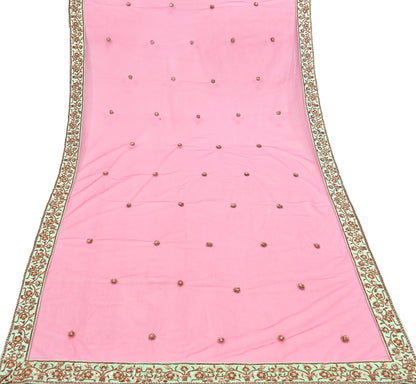 Indian Heavy Wedding Dupatta Pink Net Long Stole Hand Embroidered By Designer Sabyasachi Scarves Zardozi Bridal Veil
