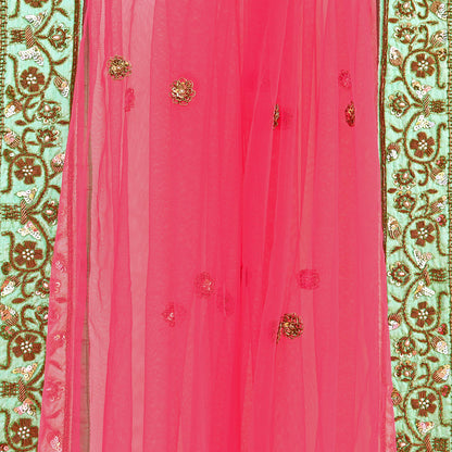 Indian Heavy Wedding Dupatta Pink Net Long Stole Hand Embroidered By Designer Sabyasachi Scarves Zardozi Bridal Veil