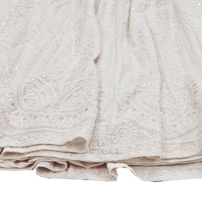 Indian Pre-owned Ivory Embroidered Lehenga/Skirt By Designer dimple shroff Pure Georgette Silk