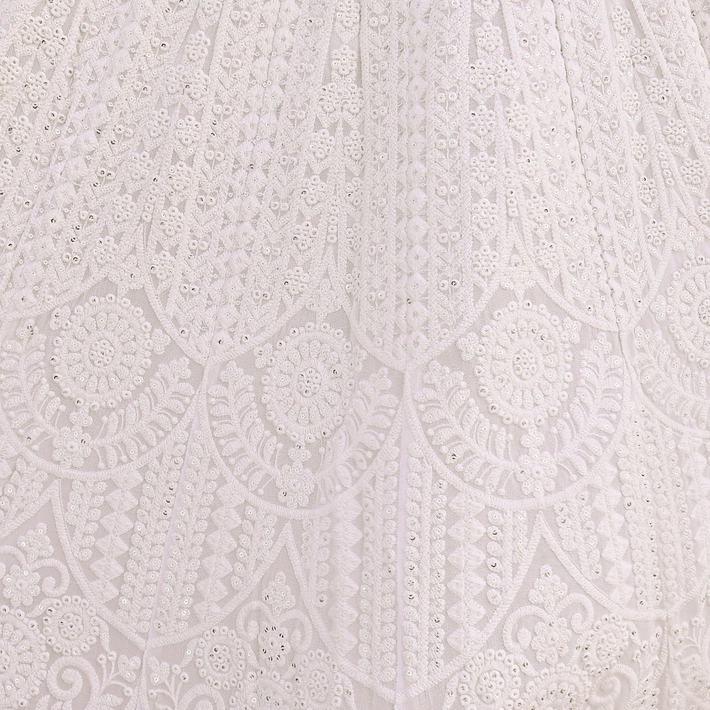 Indian Pre-owned Ivory Embroidered Lehenga/Skirt By Designer dimple shroff Pure Georgette Silk