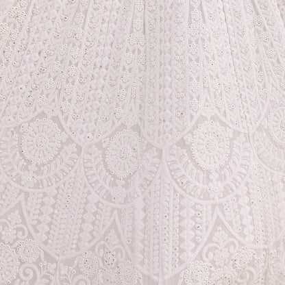Indian Pre-owned Ivory Embroidered Lehenga/Skirt By Designer dimple shroff Pure Georgette Silk