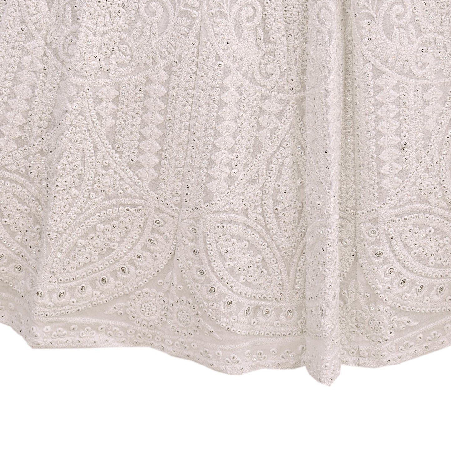 Indian Pre-owned Ivory Embroidered Lehenga/Skirt By Designer dimple shroff Pure Georgette Silk