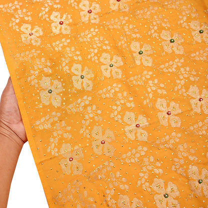 Indian Vintage Dupatta Saffron Long Stole Pure silk Woven Brocade Banarasi Scarves Veil Scarf Wrap Hippie Boho Soft Floral Zari