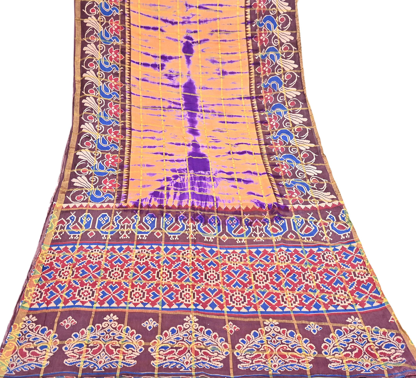 Indian Vintage Sari leheria Printed Pure Cotton Sarees Craft Fabric 5Yd Soft Sewing Sarong Wrap Boho Quilting Dress making zari border