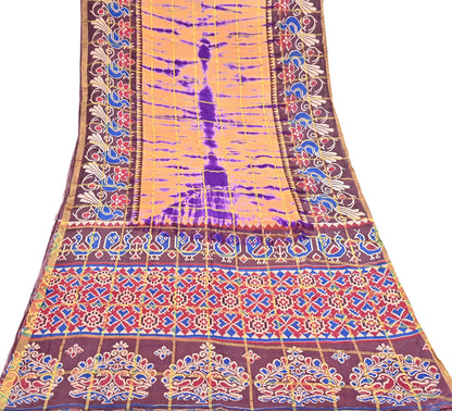 Indian Vintage Sari leheria Printed Pure Cotton Sarees Craft Fabric 5Yd Soft Sewing Sarong Wrap Boho Quilting Dress making zari border