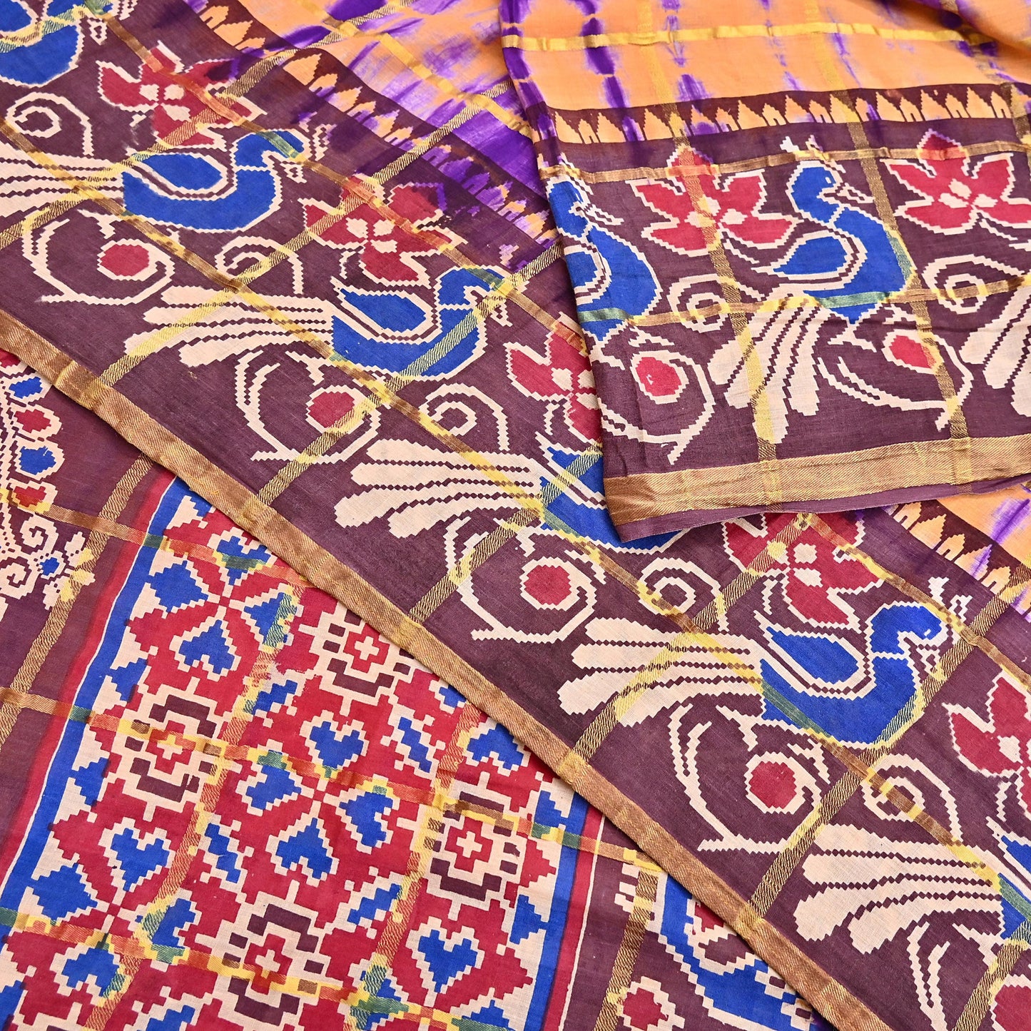 Indian Vintage Sari leheria Printed Pure Cotton Sarees Craft Fabric 5Yd Soft Sewing Sarong Wrap Boho Quilting Dress making zari border