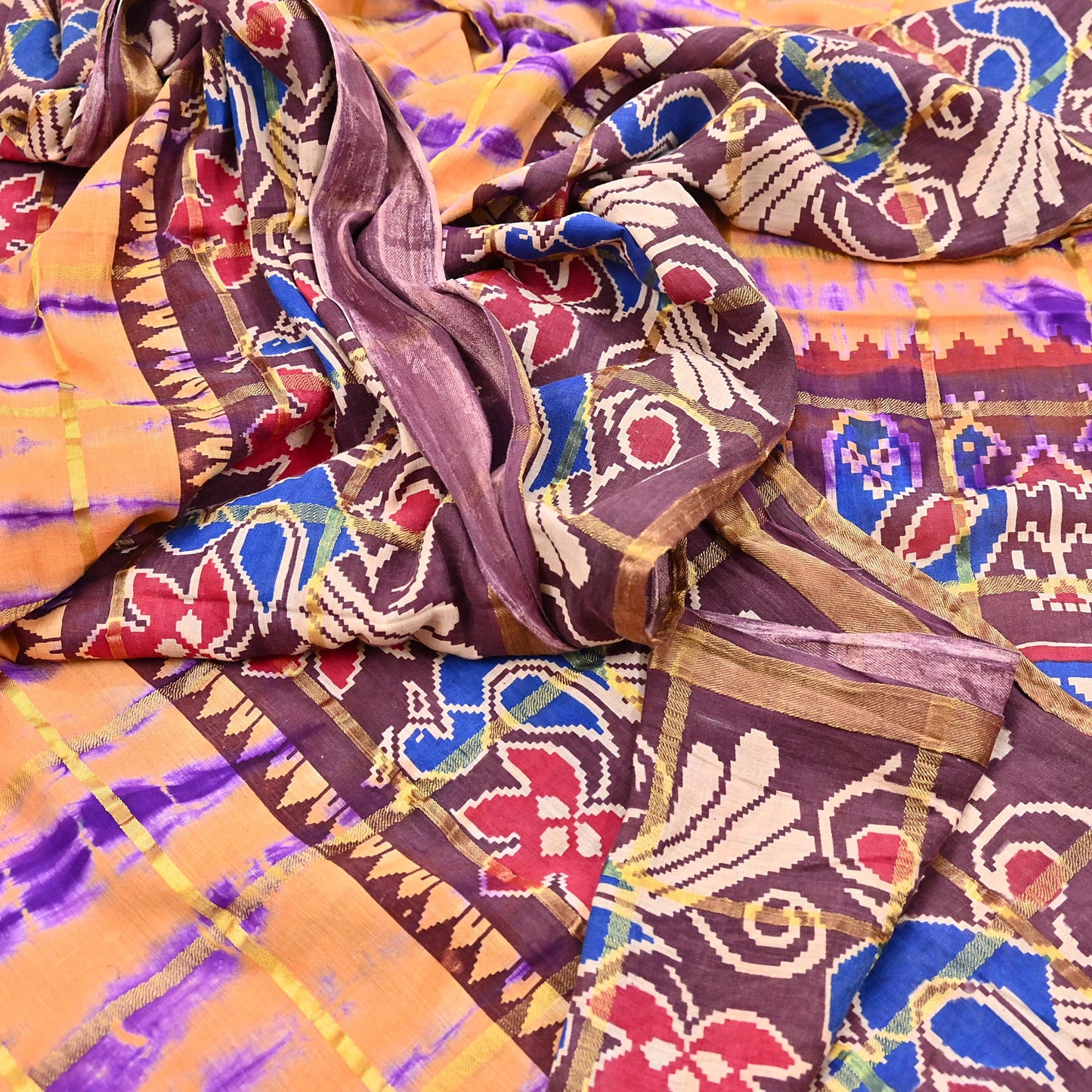 Indian Vintage Sari leheria Printed Pure Cotton Sarees Craft Fabric 5Yd Soft Sewing Sarong Wrap Boho Quilting Dress making zari border