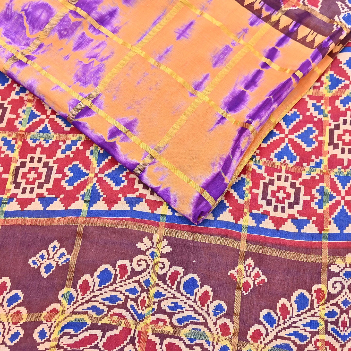 Indian Vintage Sari leheria Printed Pure Cotton Sarees Craft Fabric 5Yd Soft Sewing Sarong Wrap Boho Quilting Dress making zari border