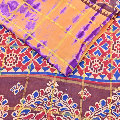 Indian Vintage Sari leheria Printed Pure Cotton Sarees Craft Fabric 5Yd Soft Sewing Sarong Wrap Boho Quilting Dress making zari border
