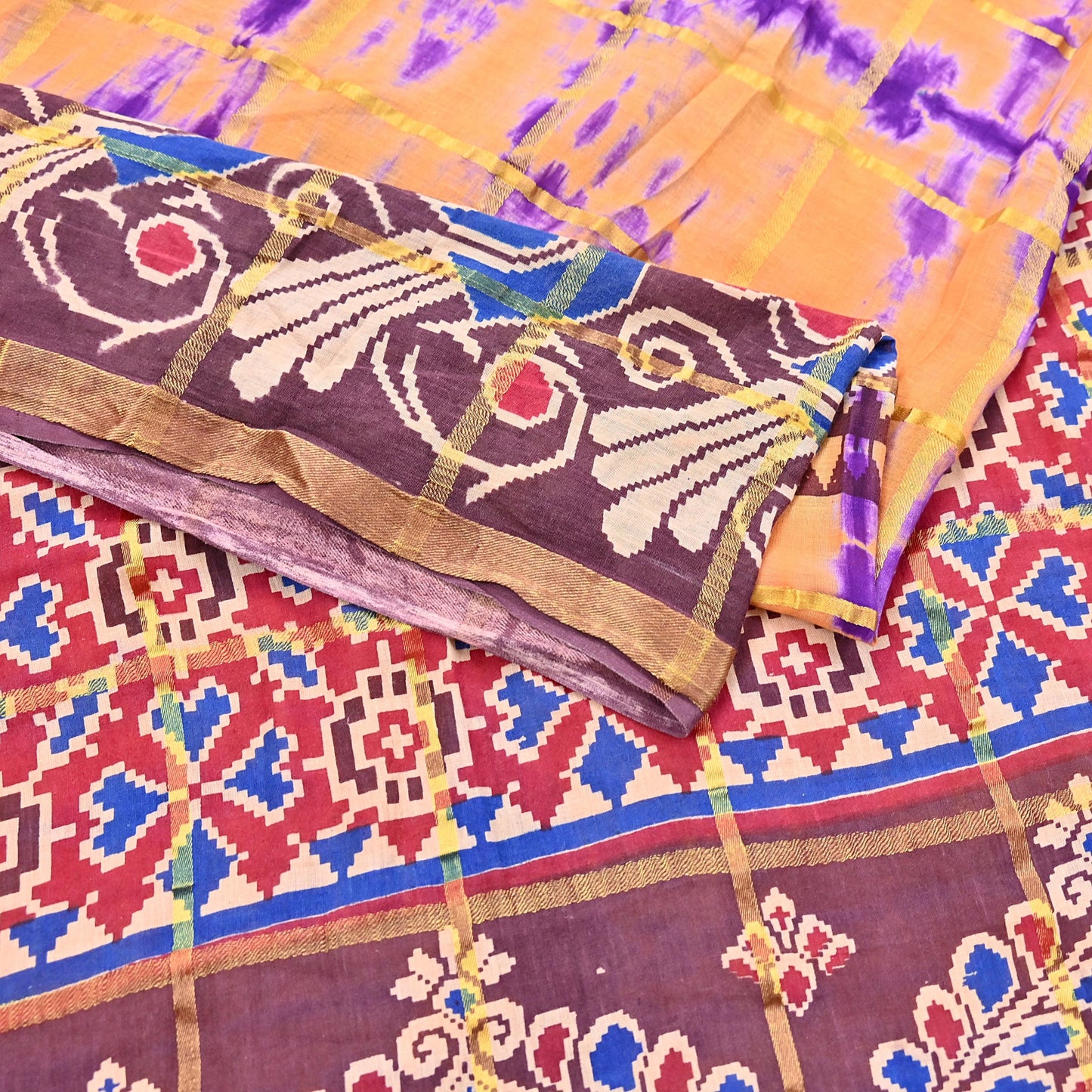 Indian Vintage Sari leheria Printed Pure Cotton Sarees Craft Fabric 5Yd Soft Sewing Sarong Wrap Boho Quilting Dress making zari border