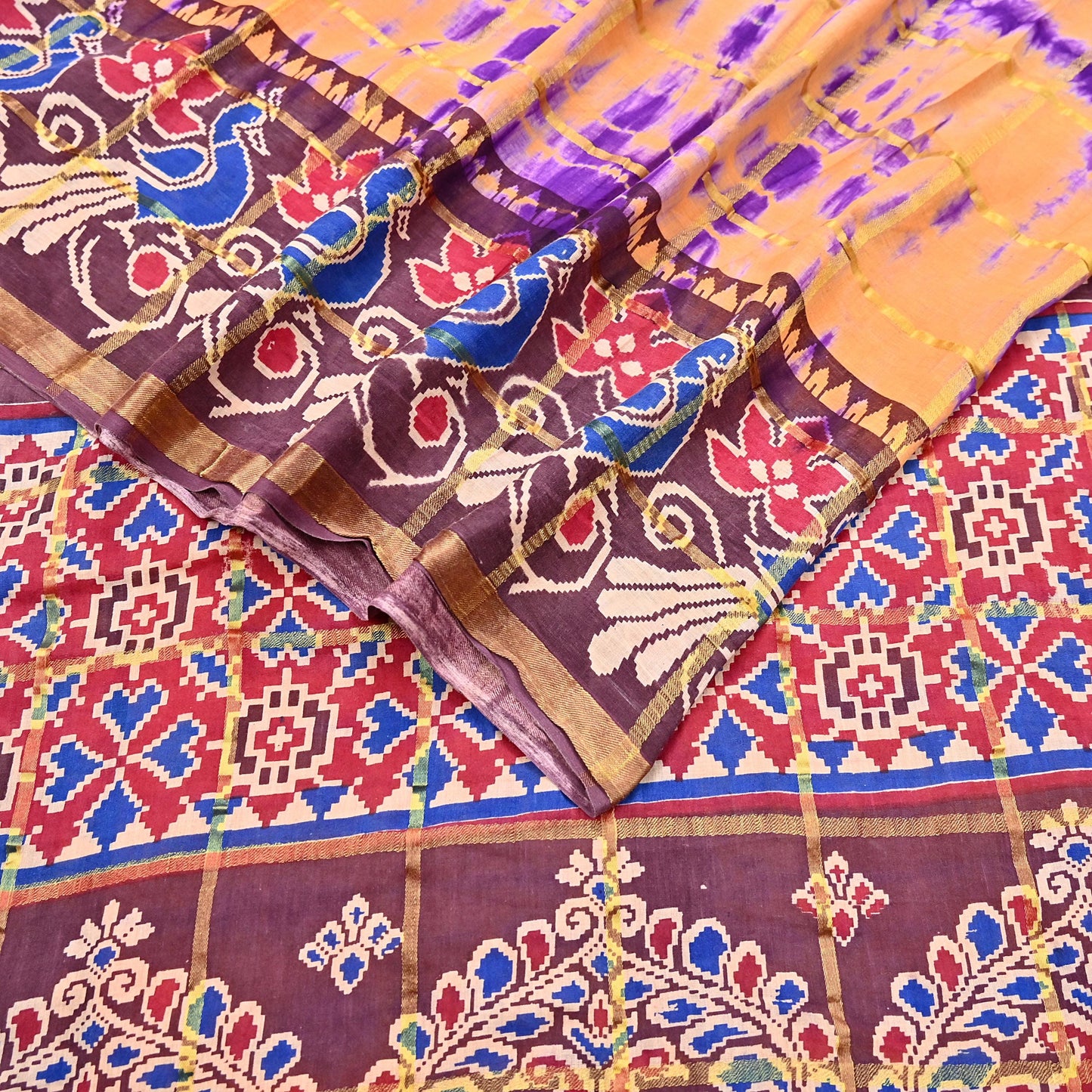 Indian Vintage Sari leheria Printed Pure Cotton Sarees Craft Fabric 5Yd Soft Sewing Sarong Wrap Boho Quilting Dress making zari border