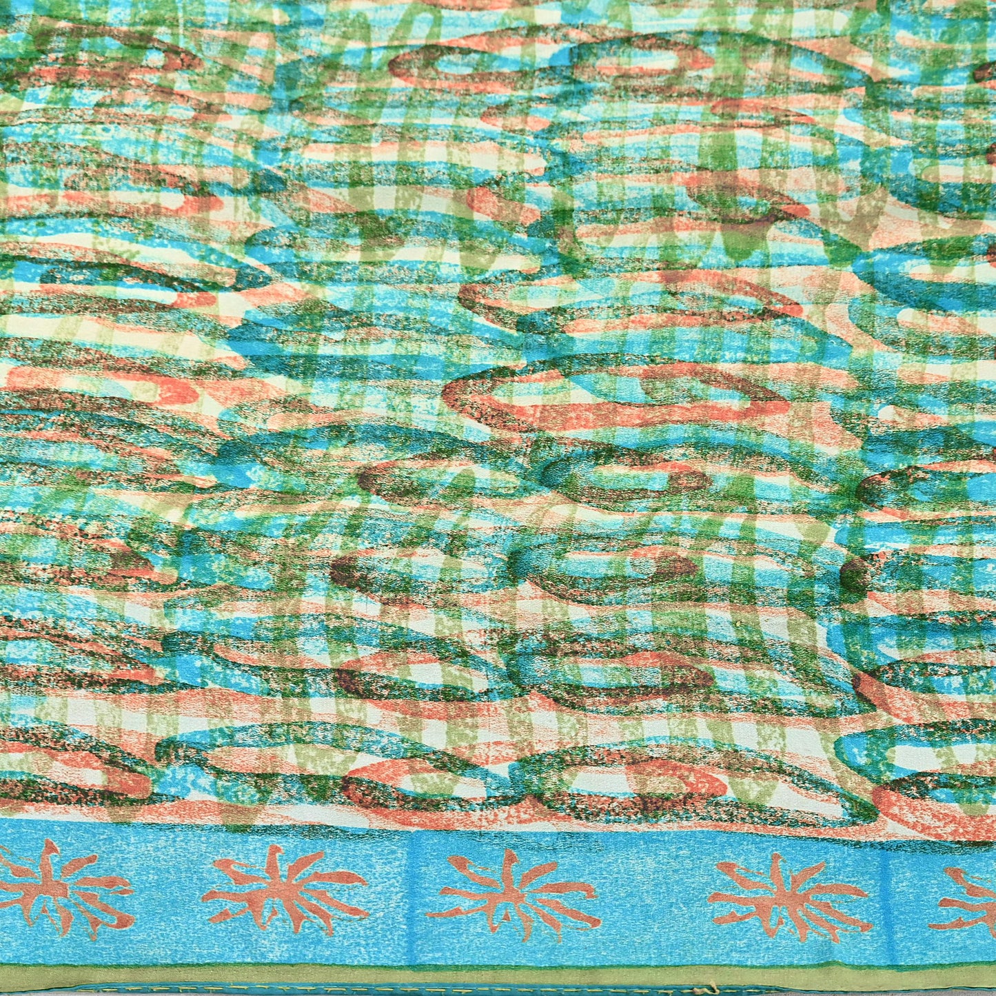 Indian Vintage Sari Green Pure Crepe Silk Block Printed Sarees 5yd Sewing Floral Craft Fabric Wrap Dress Making Crafting Quilting Upcycle