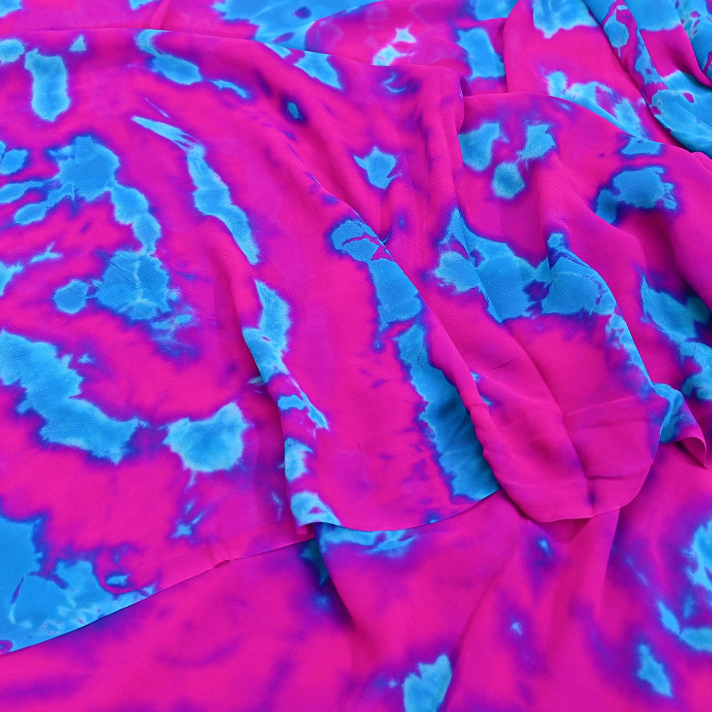 Indian Vintage Pink & Blue Saree Pure Georgette Silk Leheria Tie-dye Printed Sari Craft Fabric Sewing 6Yard Soft Light Sari Dress Making